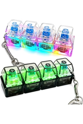 Keyboard Fidget Toy, Fidget Keychain Keyboard with LED Lights, Stress Relief Clicker Fidget Keyboard, Decompression Squeeze Toy for Library Office Home,Clear,1PC