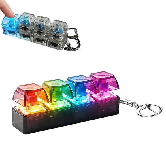 Keyboard Fidget Toy - Keyboard Fidget Clicker for Adults, Stress Relief Presents for Adult to Relief Stress Pass The Time,Fidgets Clicker Keychain, for Travel Offices Schools Home Use (White)