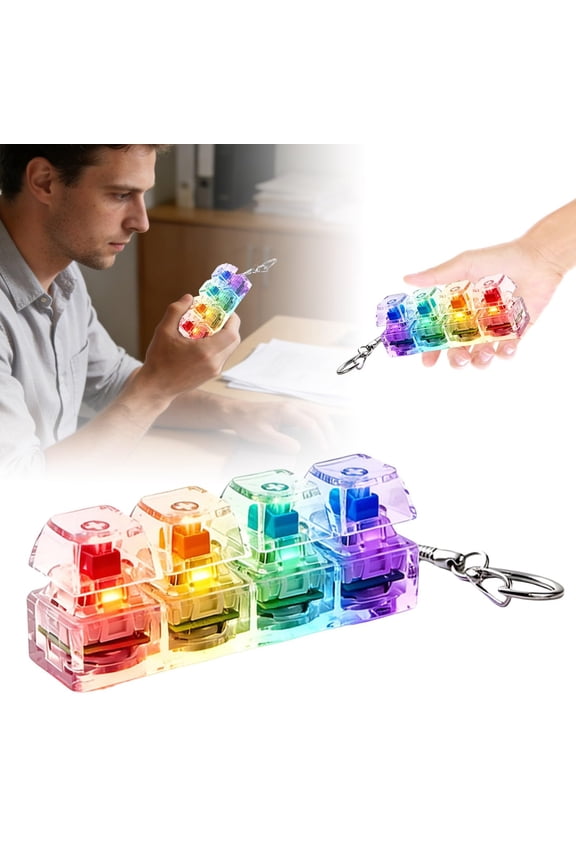 Keyboard Fidget Toy - Keyboard Fidget Clicker for Adults, Stress Relief Presents for Adult to Relief Stress Pass The Time,Fidgets Clicker Keychain, for Travel Offices Schools Home Use (White)