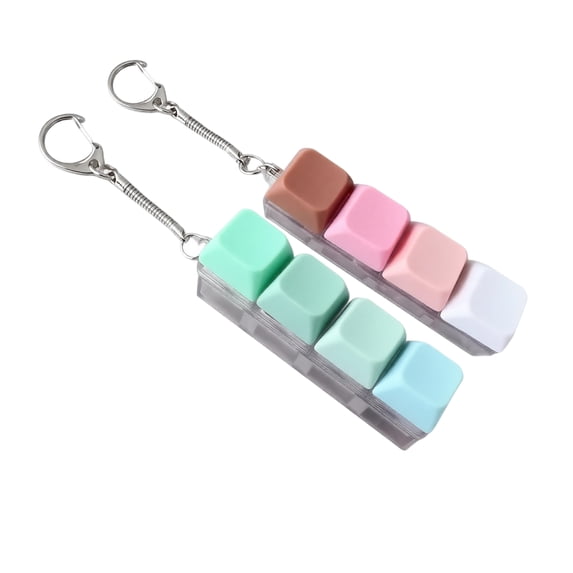 Keyboard Fidget Toy Keyboard Fidget Keychain 4-in-1 Decompression Button Finger Clicker Stress Relief Sensory Gadget for Anxiety ADHD Focus Aid Gifts for Kids Women Men