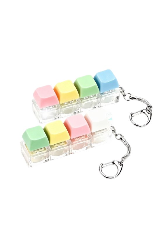 Keyboard Fidget Toy Keyboard Fidget Keychain 4-in-1 Decompression Button Finger Clicker with LED Light Stress Relief Gifts for Kids Adults Women