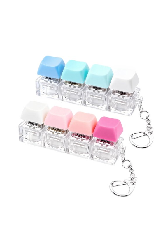 Keyboard Fidget Toy Keyboard Fidget Keychain 4-in-1 Decompression Button with LED Light Finger Clicker Stress Relief Sensory Tool for Kids Adults Office School