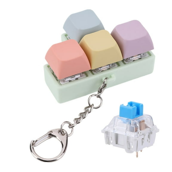 Keyboard Fidget Toy Keychain,4 Key Mechanical Keyboard Decompression Toy Macaron color for Decompression Decoration(A Style 4 Colors)