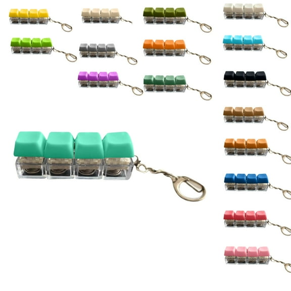 Keyboard Fidget Toy Keychain - 4-in-1 Pressable Buttons with ASMR Clicking Sounds, Stress Relief Desk Toy for ADHD Focus Gray