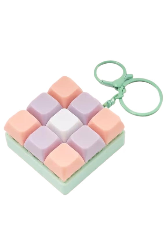 Keyboard Fidget Toy Keychain, 9-in-1 Keyboard Decompression Button Finger Clicker Stress Relief Fidget Toy Gift