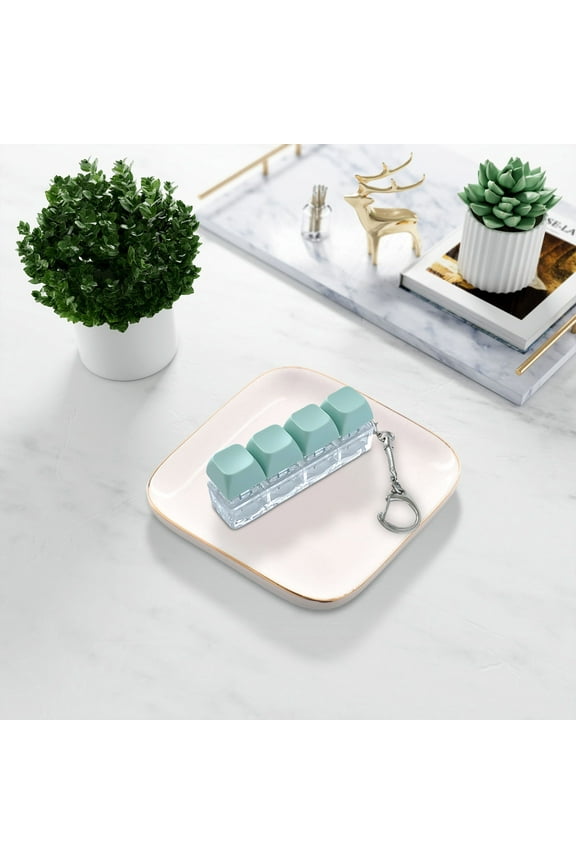 Keyboard Fidget Toy Keychain - Pressable Buttons Stress Relief Sensory Tool for Anxiety - Portable Keychain Gift for Adults Teens(A)