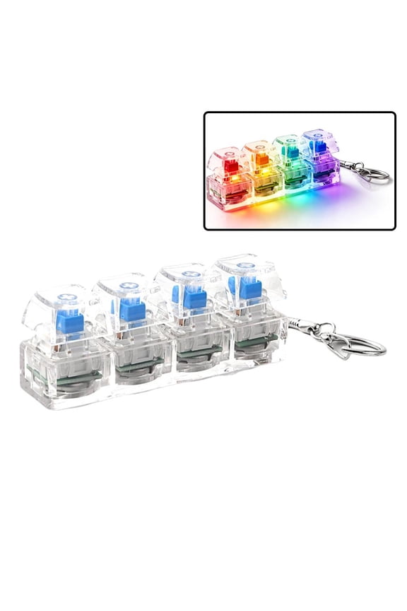 Keyboard Fidget Toy Keychain Realistic Clicky Keys Colorful Lights Stress Relief Gift For Office School
