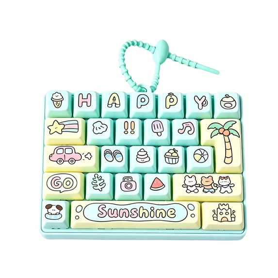 Keyboard Fidget Toy Keychain, Stress Push Button Clicker Fidget 1Pcs for Backpack and Keyring, Plastic Stress Toys Adults Green