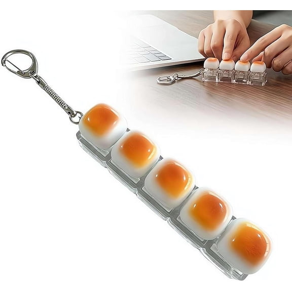 Keyboard Fidget Toy, Stress Relief Clicker Toy, Keychain Cube Mechanical Key Button Clicker for Office School Home to Pass The Time(wxx)