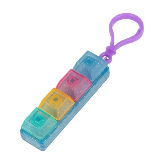 Keyboard Fidget Toy, Funny Style Push Keychain, 4-Button Clicking Sensory Toy, Stress Relief Keychain for Adults, Portable Pocket Toy With Carabiner Clip