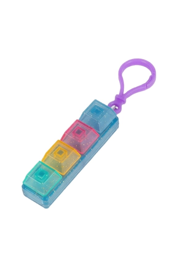 Keyboard Fidget Toy, Funny Style Push Keychain, 4-Button Clicking Sensory Toy, Stress Relief Keychain for Adults, Portable Pocket Toy With Carabiner Clip