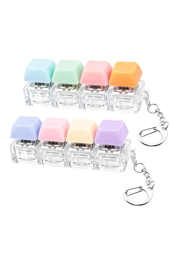 Keyboard Finger Fidget Clicker Portable LED Keychain Toy for Everyday Use Colorful Keyboard Chain- 2 pcs