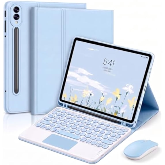 Keyboard Folio Case with Trackpad, S Pen Slot & Bluetooth Mouse Compatible with Galaxy Tab S8/S9/S10/S11 Ultra 14.6",Blue