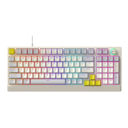 Keyboard For Gaming T50 RGB Mechanical Keyboard 98 Key Hot Swappable Blue Switch Dynamic Lighting Ergonomic Design PC Gaming Typing Work
