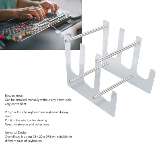 Keyboard Holder Shelf, Universal Design Fits Most Keyboards, Clear Acrylic