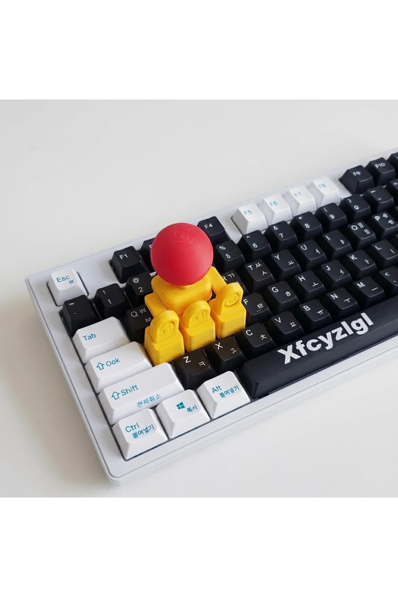 Keyboard Joystick Keycap, DIY 3D Printed Arcade Fighting Stick Adapter for WASD Keys, in-Game Movement Control Mod, Retro Joystick for Keyboard Attachment (Yellow)