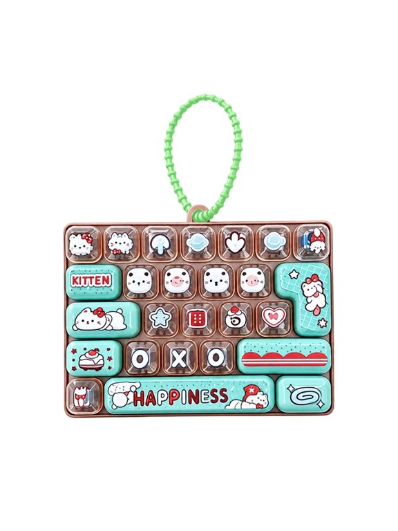 Keyboard Key Fidget Toy Keychain Clicky Mechanical Switch Button Sensory Stress Relief Gadget for Backpack Charm and Office