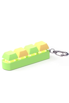 Keyboard Key Toy Button Keycap Fidget Keychain Decompression Toys(Green yellow)