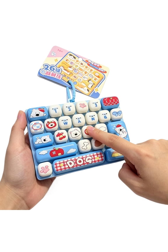 Keyboard Keychain Fidget - 26 Silent Click Keys, Portable Stress Relief Toy for Backpack or Desk