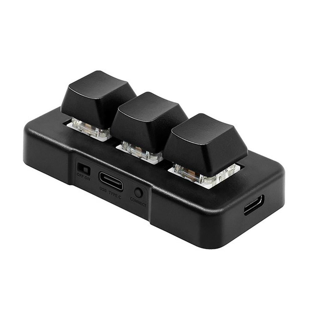Keyboard MK321-Pro 3-key Customized Keyboard With Mechanical Blue Switch USB+2.4G+BT Connection For Office Game Multimedia Black