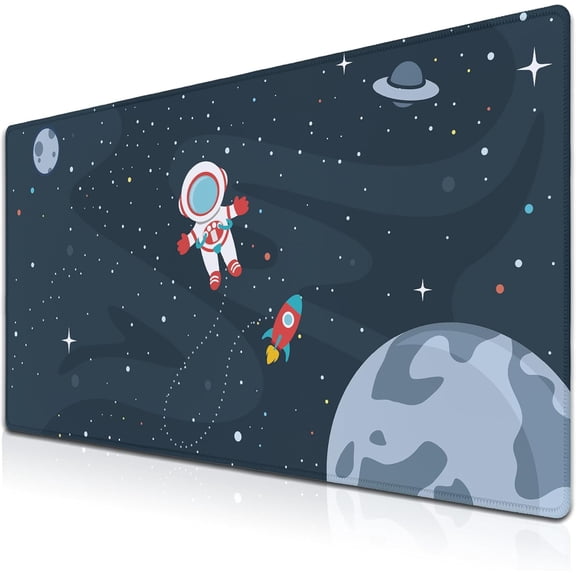 Keyboard Mat Cute Astronaut Large Mouse Pads Men¡¯s Office Accessories Pc Mouse Pad Mousepad XXL Non-Slip Rubber Base Waterproof with Stitched Edges 35.4" X 15.7" for Game Office,