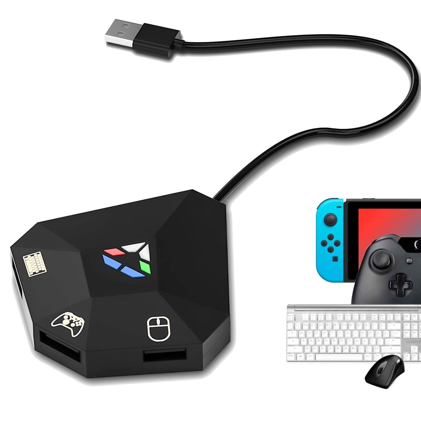 Keyboard Mouse Adapter Fit for Nintendo Switch/Switch OLED, PS4/PS3, Xbox One/Xbox 360, TSV Portable Wired Mouse and Keyboard Converter with Type-C \u0026 3 Micro-USB
