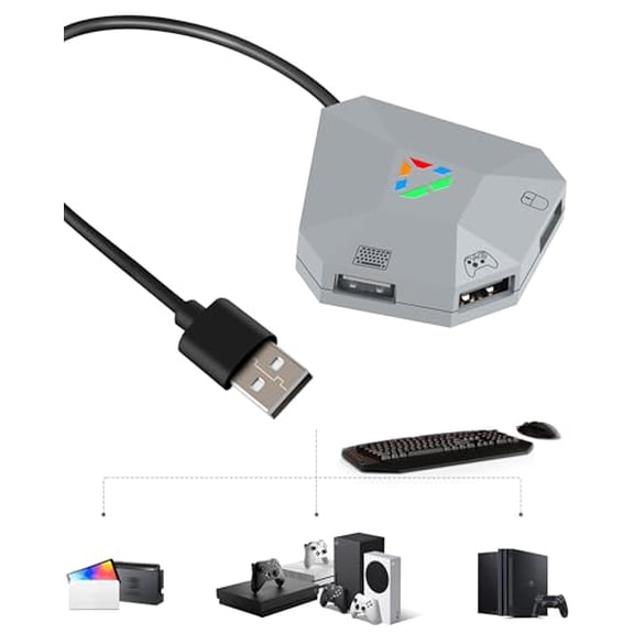 Keyboard and Mouse Adapter for Nintendo Switch (1st Gen & OLED),Keyboard Converter for Xbox Series/One,PS4/PS3 - Plug & Play,Mouse Sensitivity Control