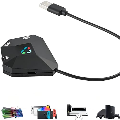 Keyboard and Mouse Adapter for Nintendo Switch/PS4/PS3/Xbox One/Xbox 360 Console Converter,Keyboard Mouse Adapter Support Mapping & Reset Button,Perfect for FPS,TPS,RPG,RTS Games