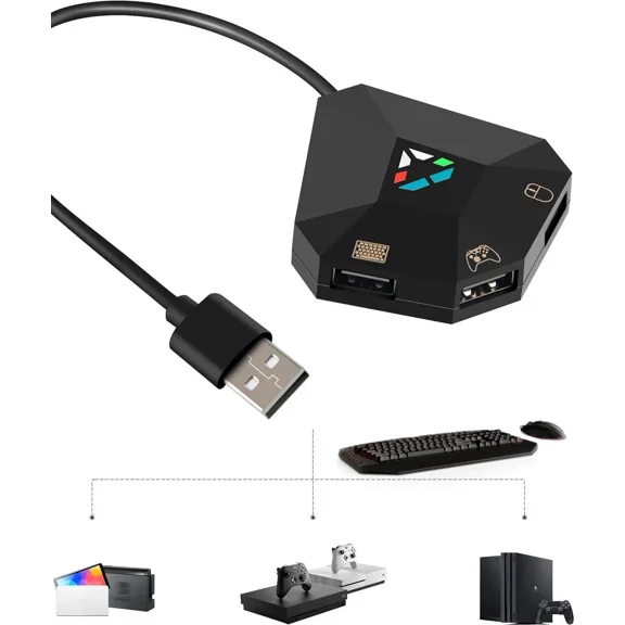 Keyboard and Mouse Adapter for Nintendo Switch, Switch Keyboard Adapter for Playing Fortnite, Apex, FPS, RTS, Plug and Play Mouse Converter for Xbox One/PS4 Support Custom Key Mapping