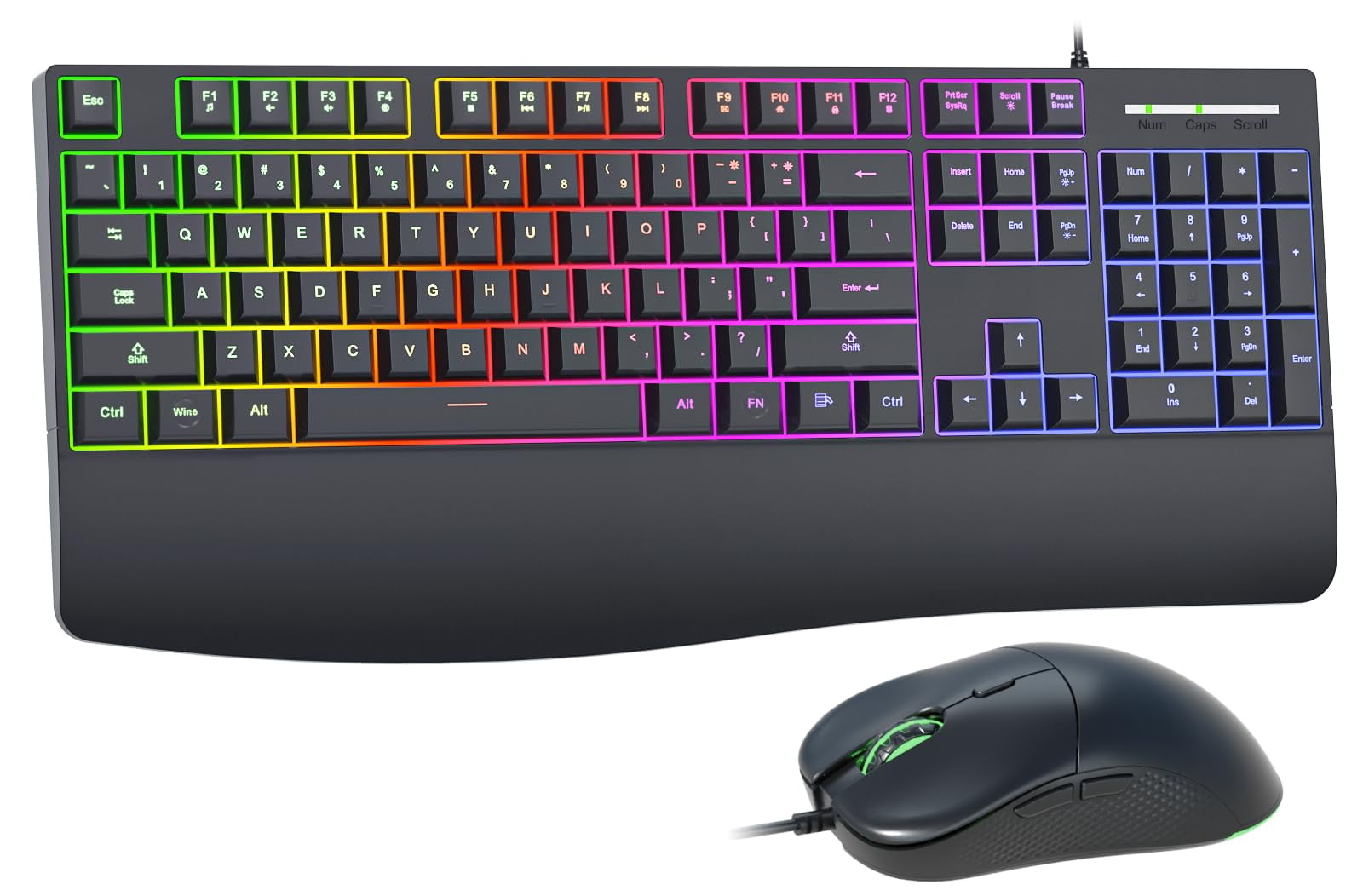 Quiet Stopień Wyższy I Najwyższy Keyboard and Mouse Backlits, Wrist Rest, Light Up Keys, Full-Sized