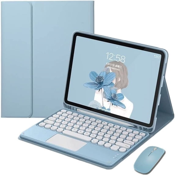 Keyboard Mouse for Galaxy Tab S8+ 12.4" 2022 & Tab S7 FE 12.4" 2021 / Tab S7+ 12.4" 2020 Keyboard Case Cute Round Key Color Keyboard Wireless Detachable BT Keyboard Cover