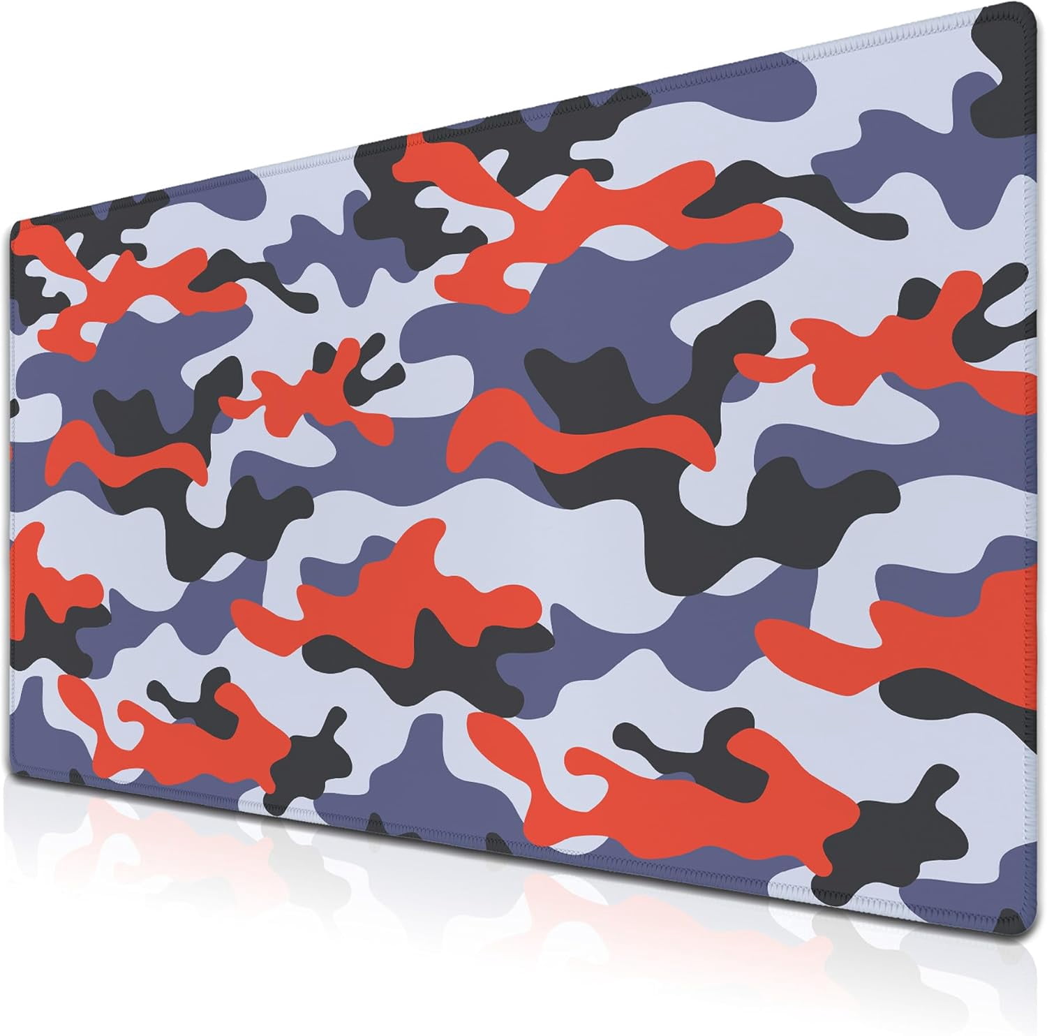 Keyboard Mouse Pad Blue Home Office Desk Pad Large Mousepads Computer Mat Keyboard Desk Mat Waterproof Non-Slip Rubber Base 35.4" X 15.7" for Game Office, Camouflage with Red Spots