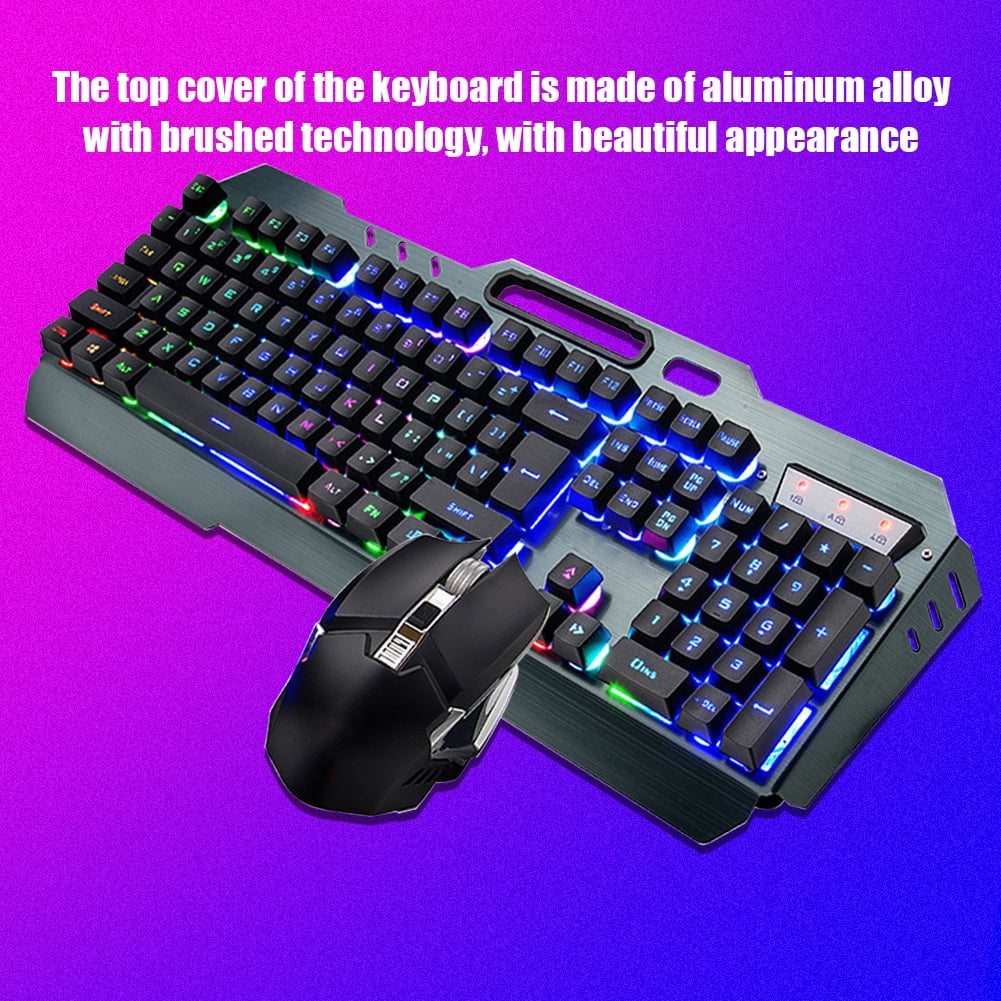 Keyboard Mouse Set, K620 Metal Style Wireless Lighting Mechanical