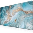 thumbnail image 1 of Keyboard Pads Golden Full Desk Mouse Pad, Gaming Mouse Pad Extra Large Mouse Pads, Desktop Pad Waterproof Non-Slip Rubber Base, 35.4" X 15.7" for Work/Game Turquoise Mixed Acrylic Paints, 1 of 6