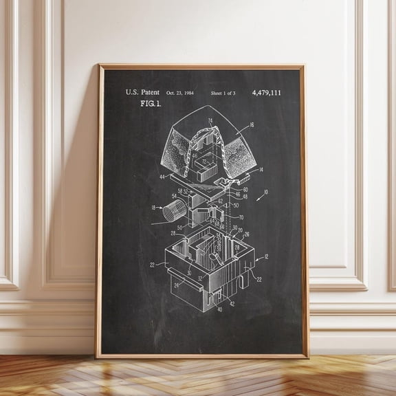 Keyboard Patent 1984 Technical Diagram Wall Art Print, Unframed Paper Poster 8x10in