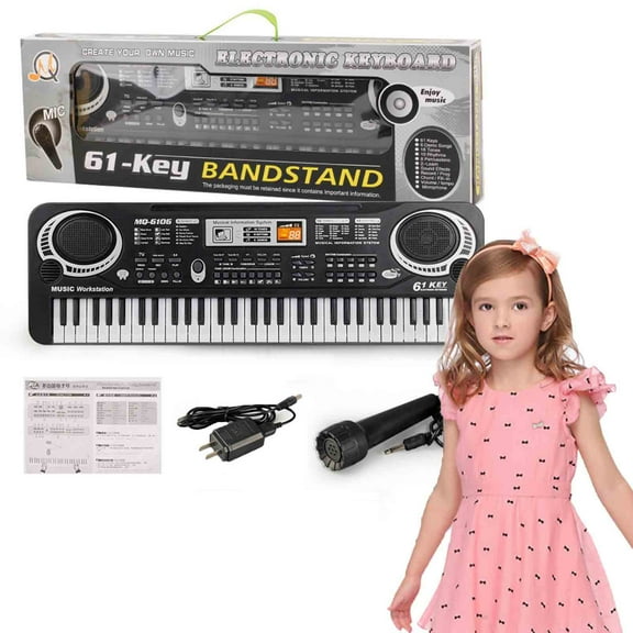 Keyboard Piano 61 Key Electronic Musical Toy with Microphone Portable Music Instrument for Children Ages 3 12 Sing Along Gift
