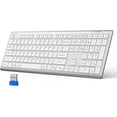 thumbnail image 1 of Keyboard Rechargeable, 4-Device Free Switching (2.4G+BT), Ultra-Slim Full Size Keyboard, Quiet Typing, for PC/Laptop/ TV/Phone, Adjustable Stand, 12 Multimedia, 1 of 6