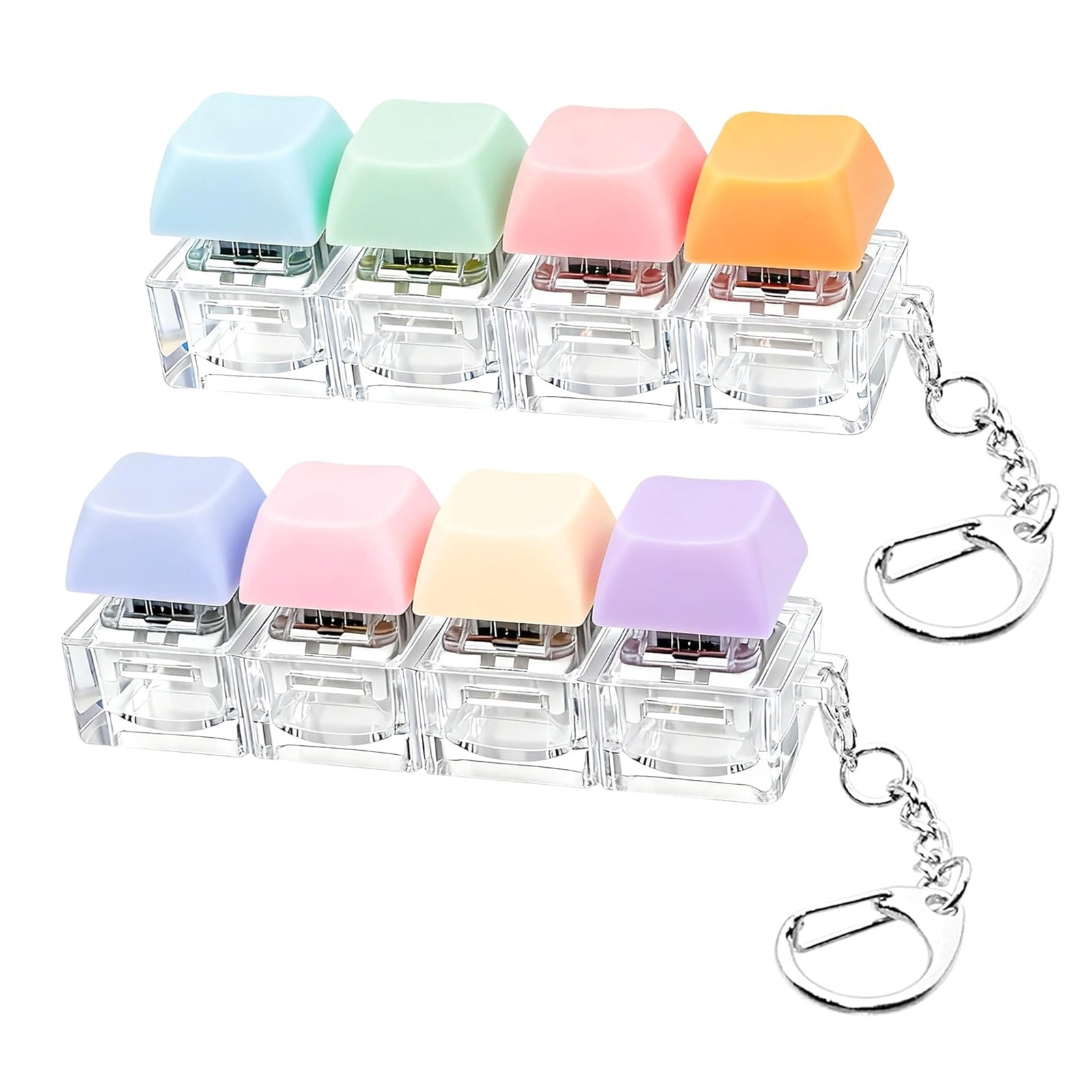 Keyboard Relaxation Clicker Toy Portable Keychain Fidget for Desk Entertainment Colorful Keyboard Chain- 2 pcs
