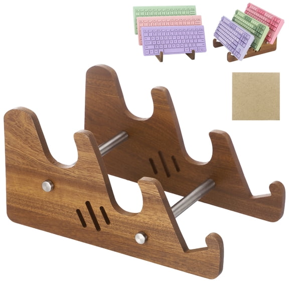 Keyboard Shelf, 3-Tier Wood Organizer, 9.8 X 6.2 X 5.1 In, With Cork Pad, For Gaming Mechanical Keyboards, Collector Display Unit