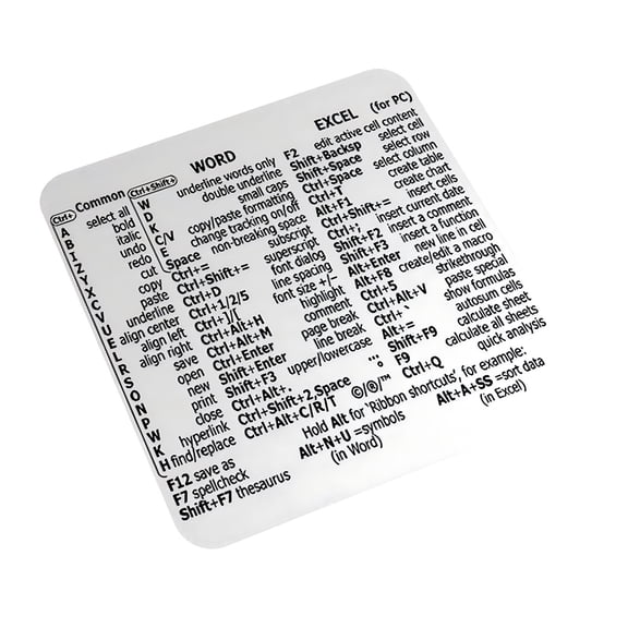 Keyboard Shortcut Stickers for Word & Excel – Clear Vinyl No-Residue Labels for PC & Laptop Quick Reference