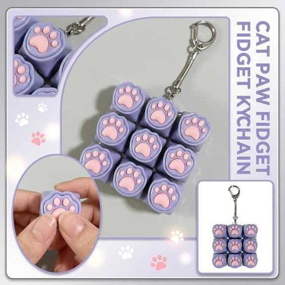 Keyboard Squeeze, Keyboard Clicker Squeeze, Cat Paw Squeeze, 2X2 In, Silicone Sensory Squeeze, Relaxation Toys, Valentines Day Squeeze Toys, Desk Squeeze Toys, Purple, 1 Pc