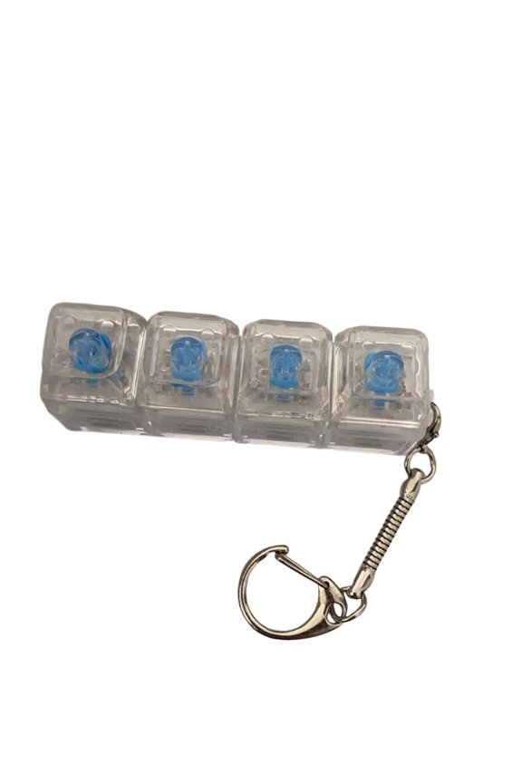 Keyboard Squeeze Keychain, Metal Keychain, Squeeze Keychain, 1X1inKeycap, Stress Playset, Sensory Squeeze, Portable, Clear Housing 1 Pc