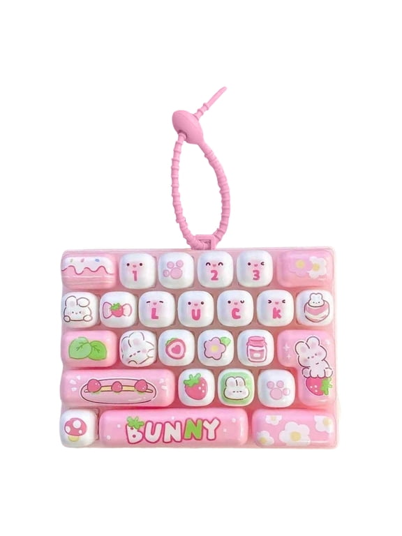 Keyboard Squeeze Toys, Pink Mini Keyboard Squeeze Keychain, Clicky Sensory Relaxation Toys for Student Students, Colorful Small Carry Along Accessory