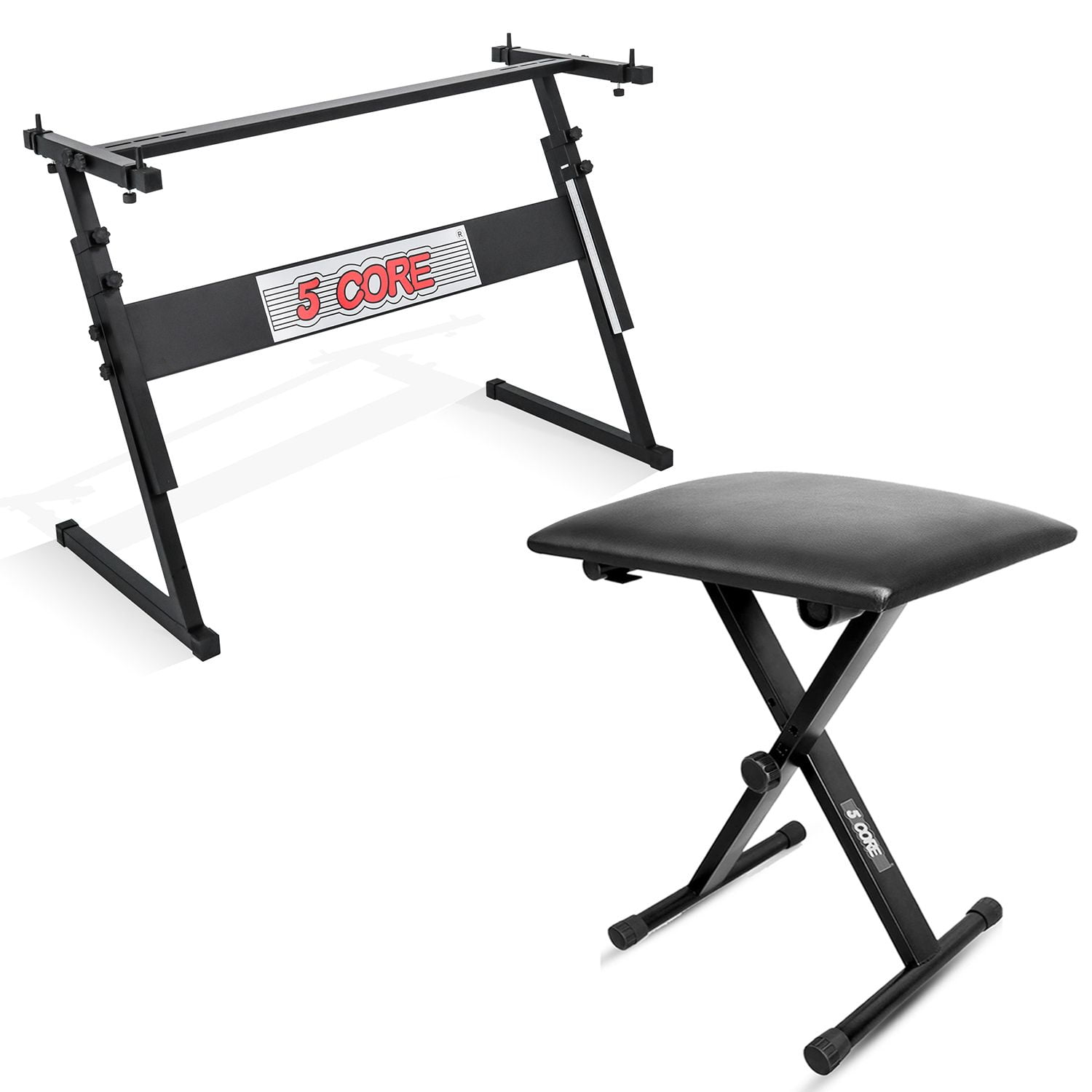 Keyboard Stand & Bench Combo - Adjustable Z-Style Piano Riser (20.5