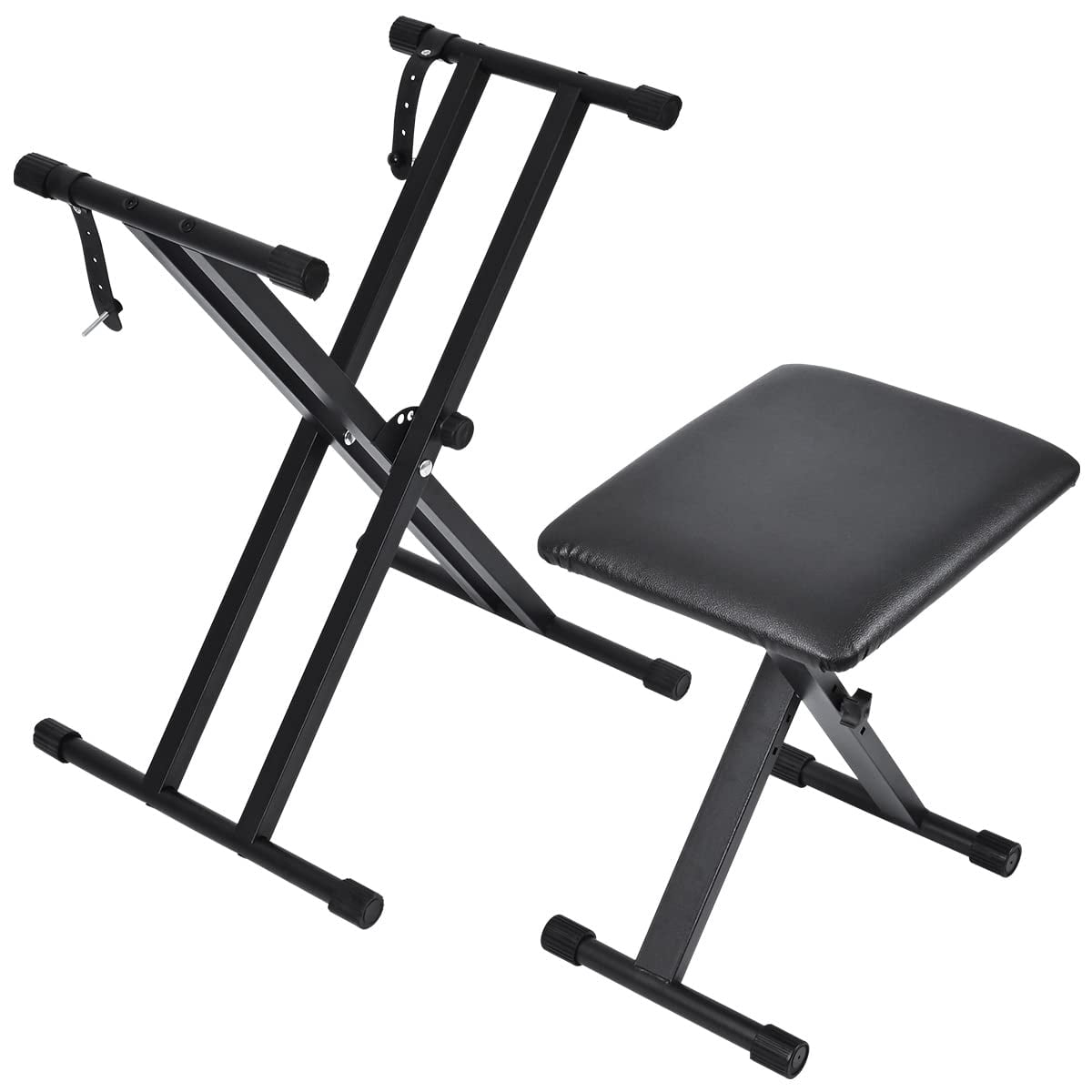 Keyboard Stand & Bench Set  Upgrade Heavy Duty Double-x Adjustable Portable Digital Piano With Locking Straps