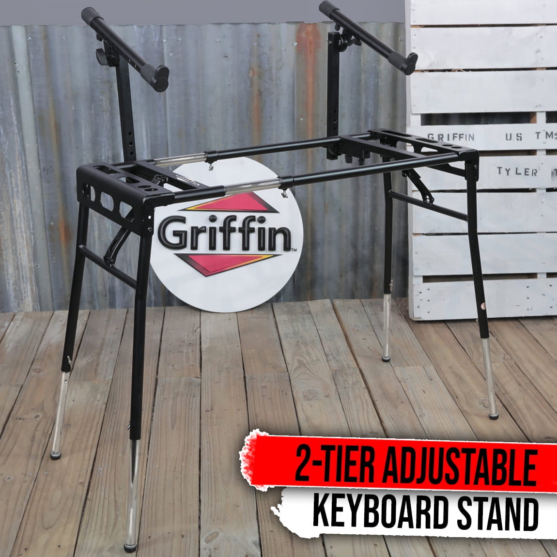 Keyboard Stand DJ Workstation Table Top Piano Holder 2-Tier Double Studio Mount