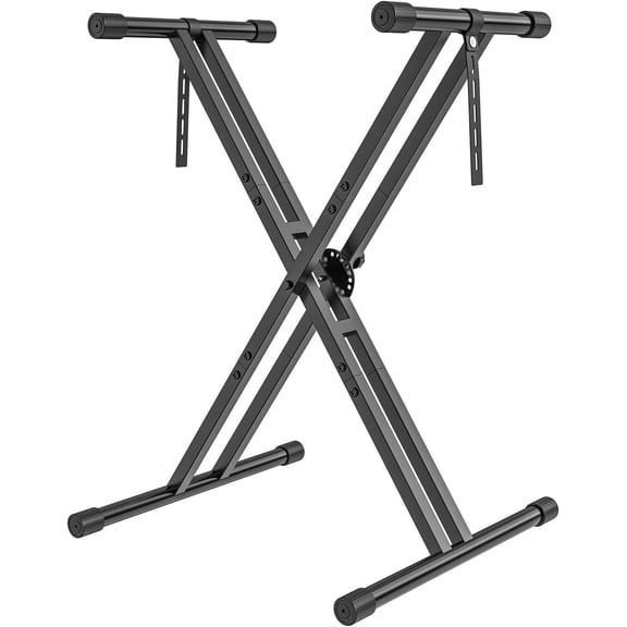 Keyboard Stand, Iron Digital Piano Stand with Locking Straps - Heavy Duty, Double X Style, Fits 54-88 Key Electric Pianos, DJ, Turntables, Synths and Midi Keyboards. Load Capacity 100LB