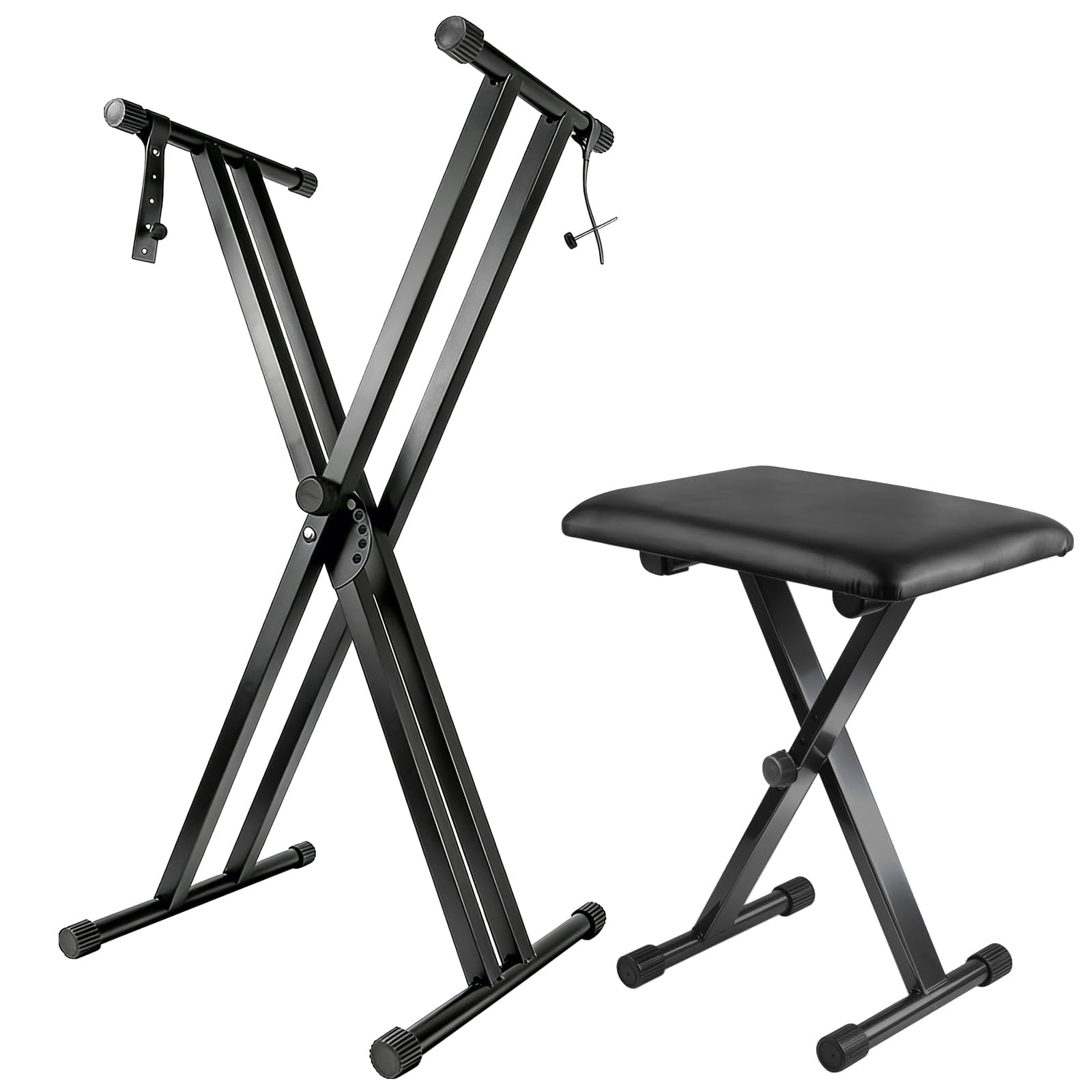 Keyboard Stand Piano Bench Set  2026 Upgrade Heavy Duty Double X Adjustable&portable Digital With Locking Straps (piano 1 1) For 54-88 Key Electric Pianos