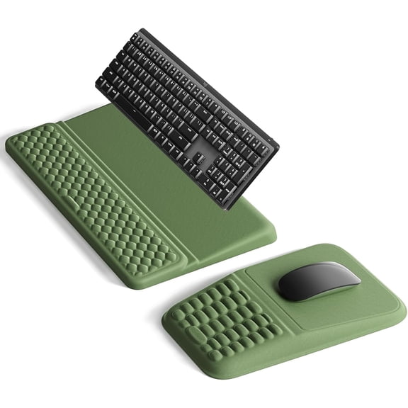 Keyboard Stand and Mouse Pad Set, Soft Memory Foam Wrist Rest, Ergonomic Tilt Keyboard Riser with Mouse Support for Typing Office Gaming