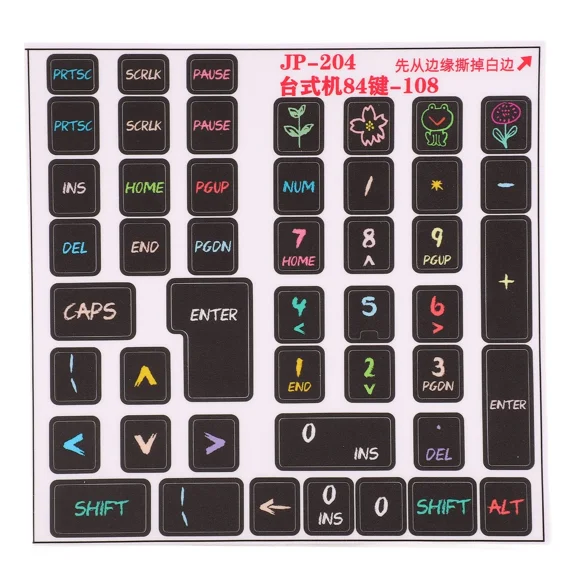 Keyboard Stickers Easy Operation Pvc Decorative General Desktop Stickers For 84-